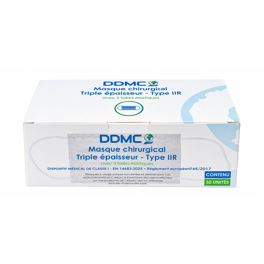 Boite de 50 masques Bleu Type IIR - 1 sachet de 50 masques