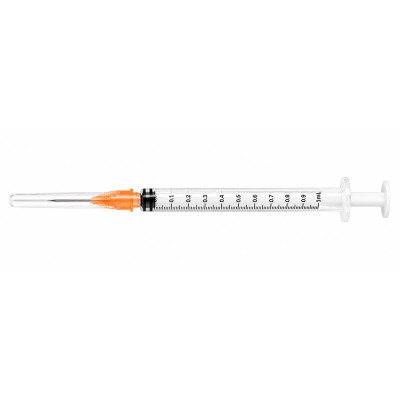 Seringue 1ml Stérile Aiguille sertie 25G usage unique Covid/grippe - Boite de 100