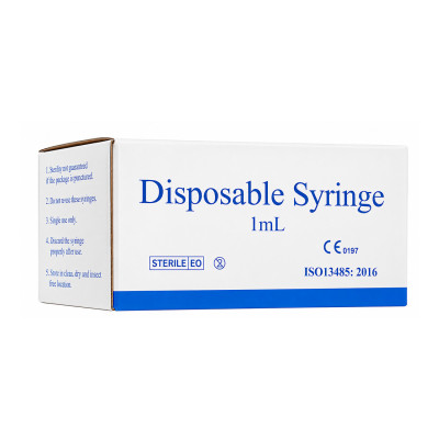 Seringue 1ml Stérile Aiguille sertie 25G usage unique Covid/grippe - Boite de 100