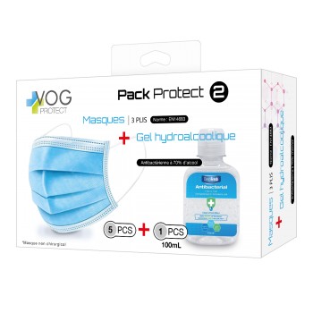 Pack de 5 masques 3 plis +1...