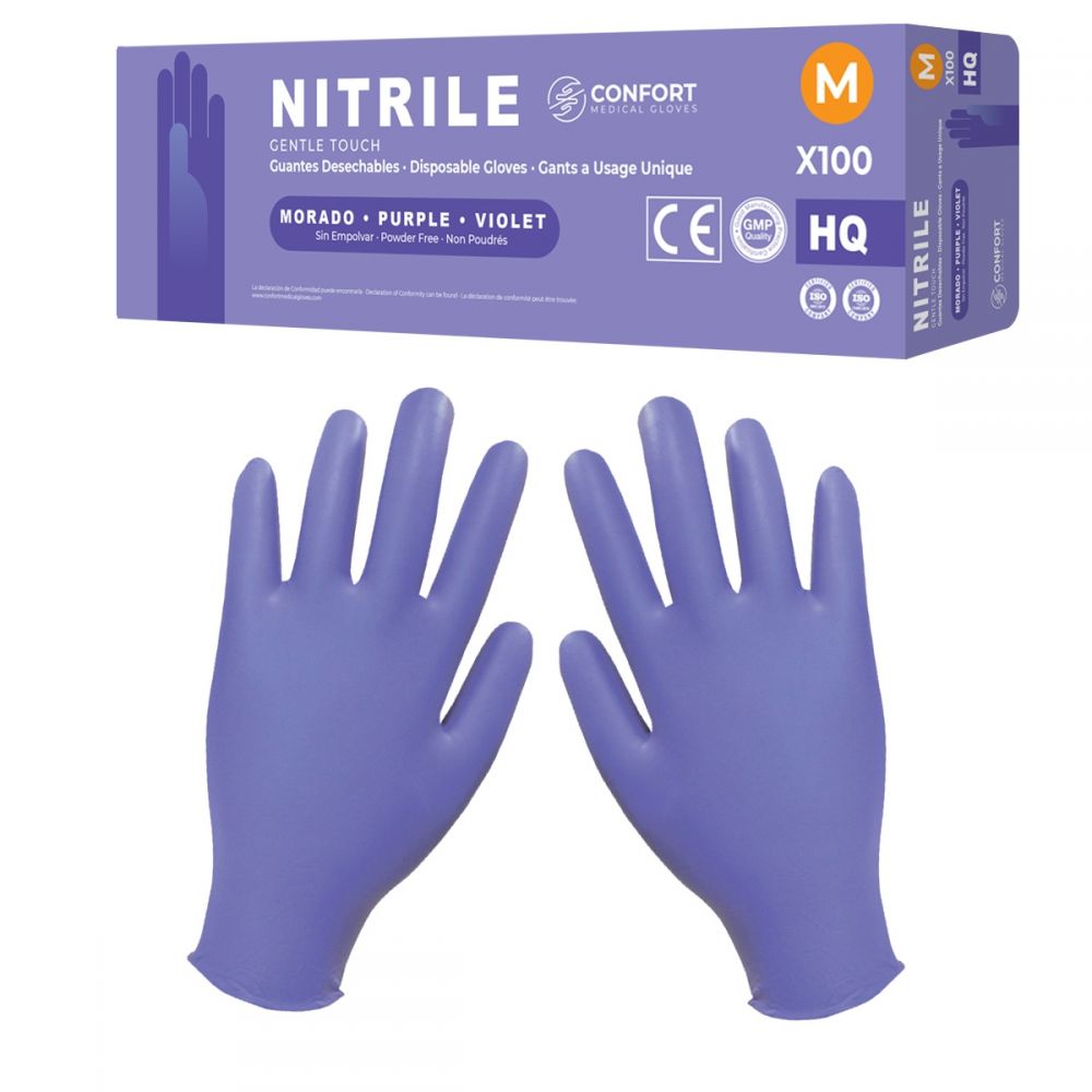 Gant nitrile non poudré violet - 4.4 gr boite de 100 - taille M