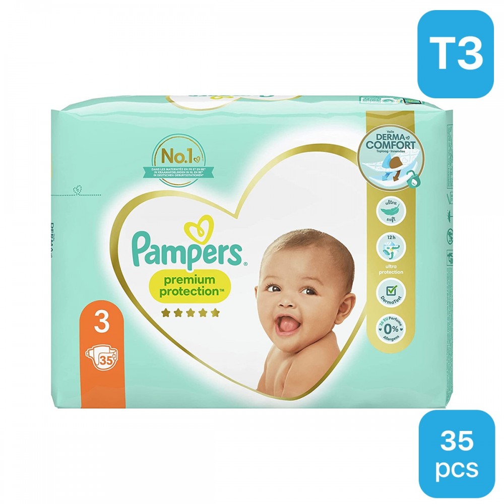 Couche Pampers Premium Protect Taille 3 - Lot de 35 Couches