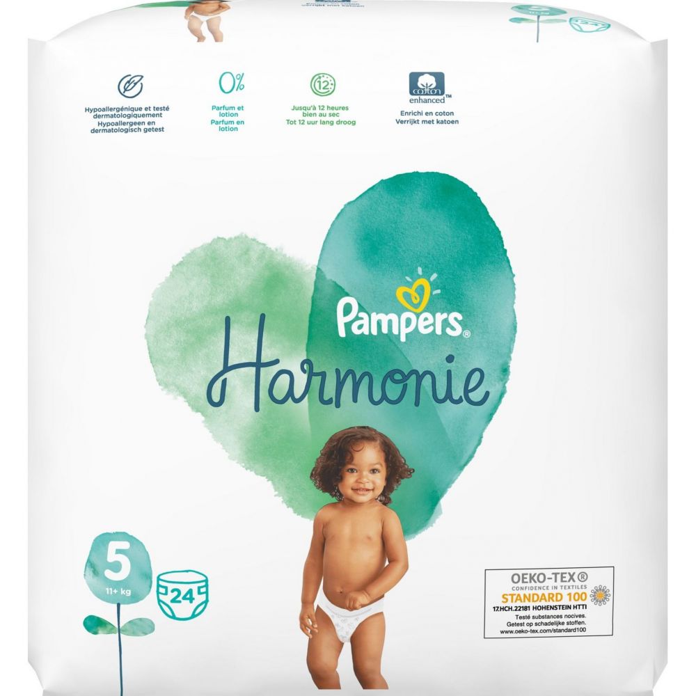 Couches Pampers Harmonie - Taille 5 (11-16kg) - 152 Couches - Boîte  Mensuelle