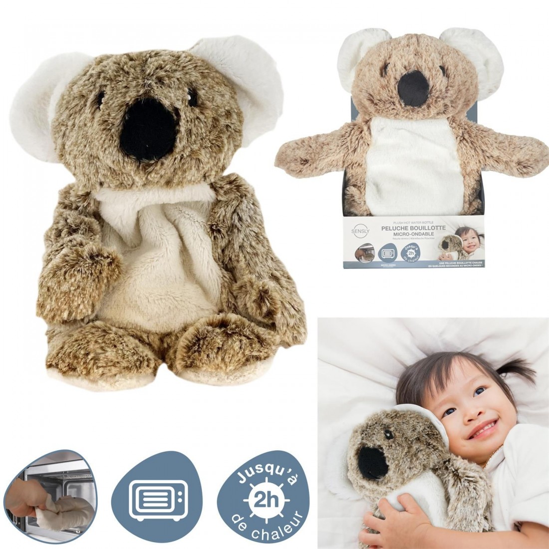 BOUILLOTTE PELUCHE MICRO ONDABLE - Colisage 12 pieces