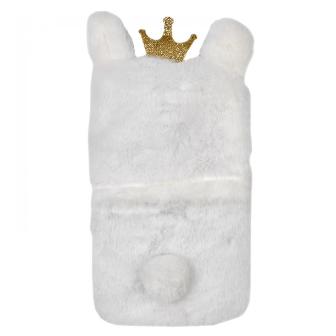 Bouillotte animal 1L - toucher doux - Lapin blanc avec couronne