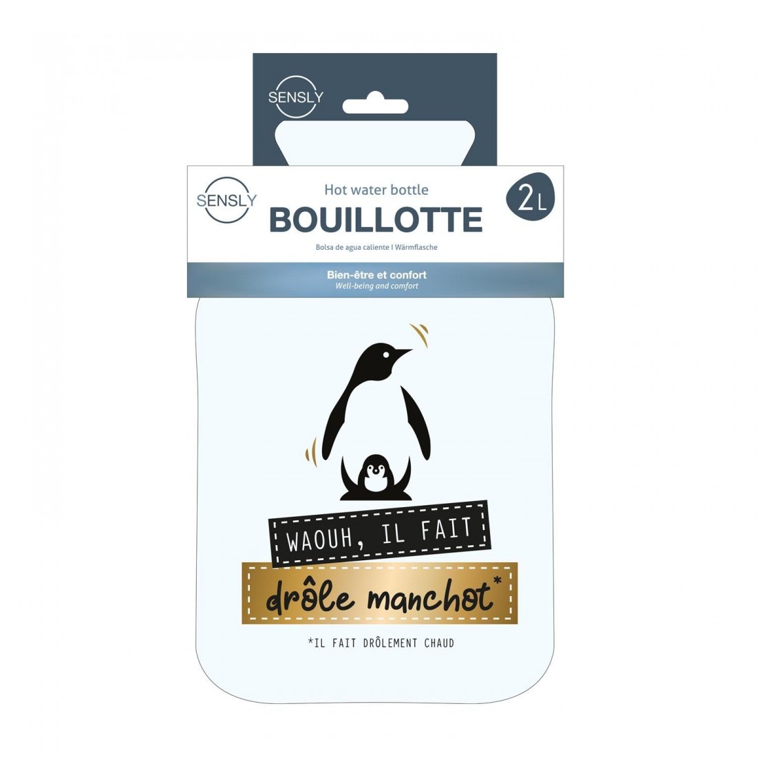 Bouillotte PVC 2 litres avec message humoristique