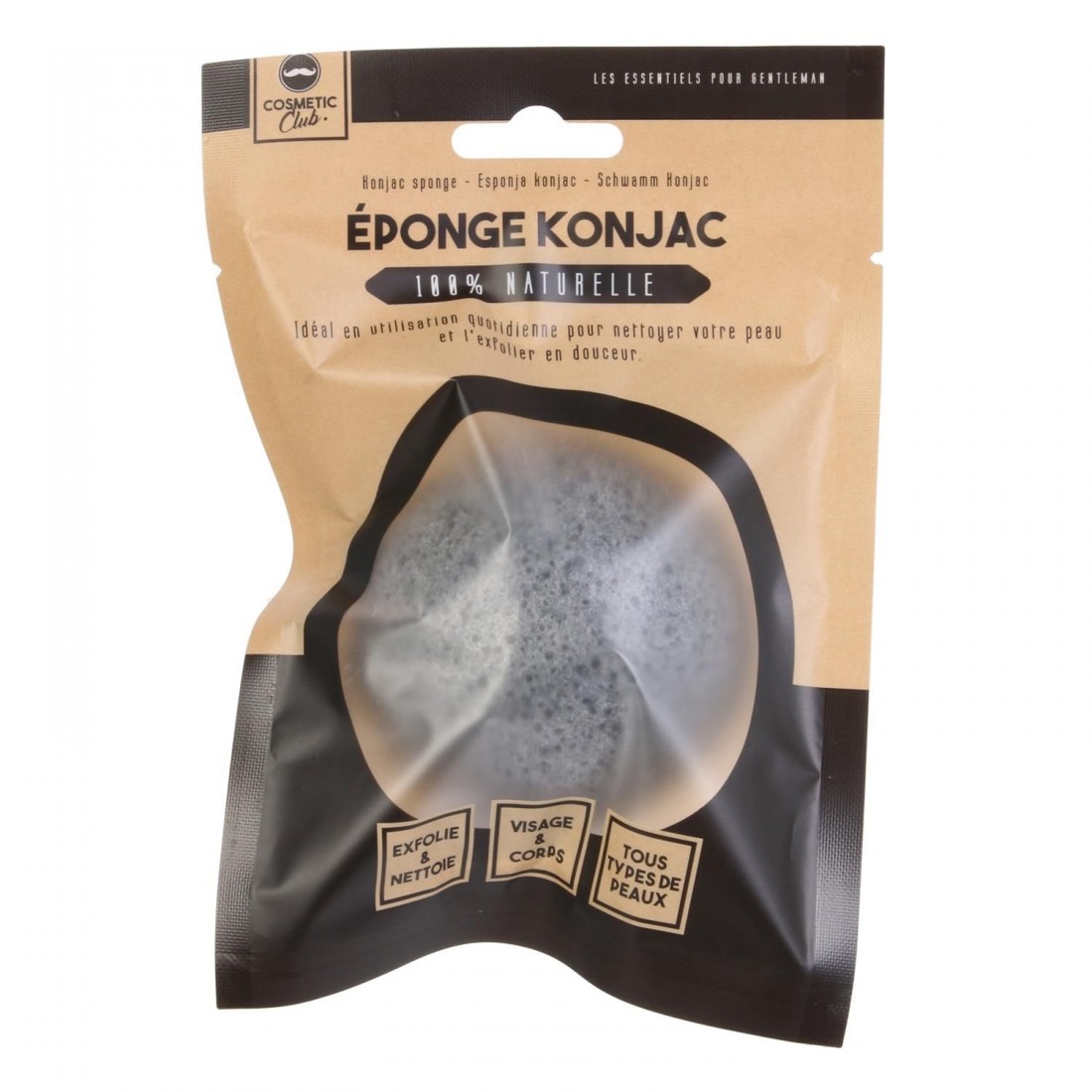 EPONGE KONJAC NOIRE TOUS TYPES DE PEAUX  - Colis 24