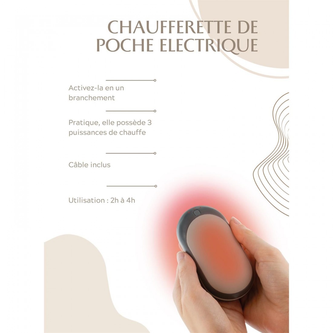 CHAUFFERETTE DE POCHE ELECTRIQUE - Recharge USB