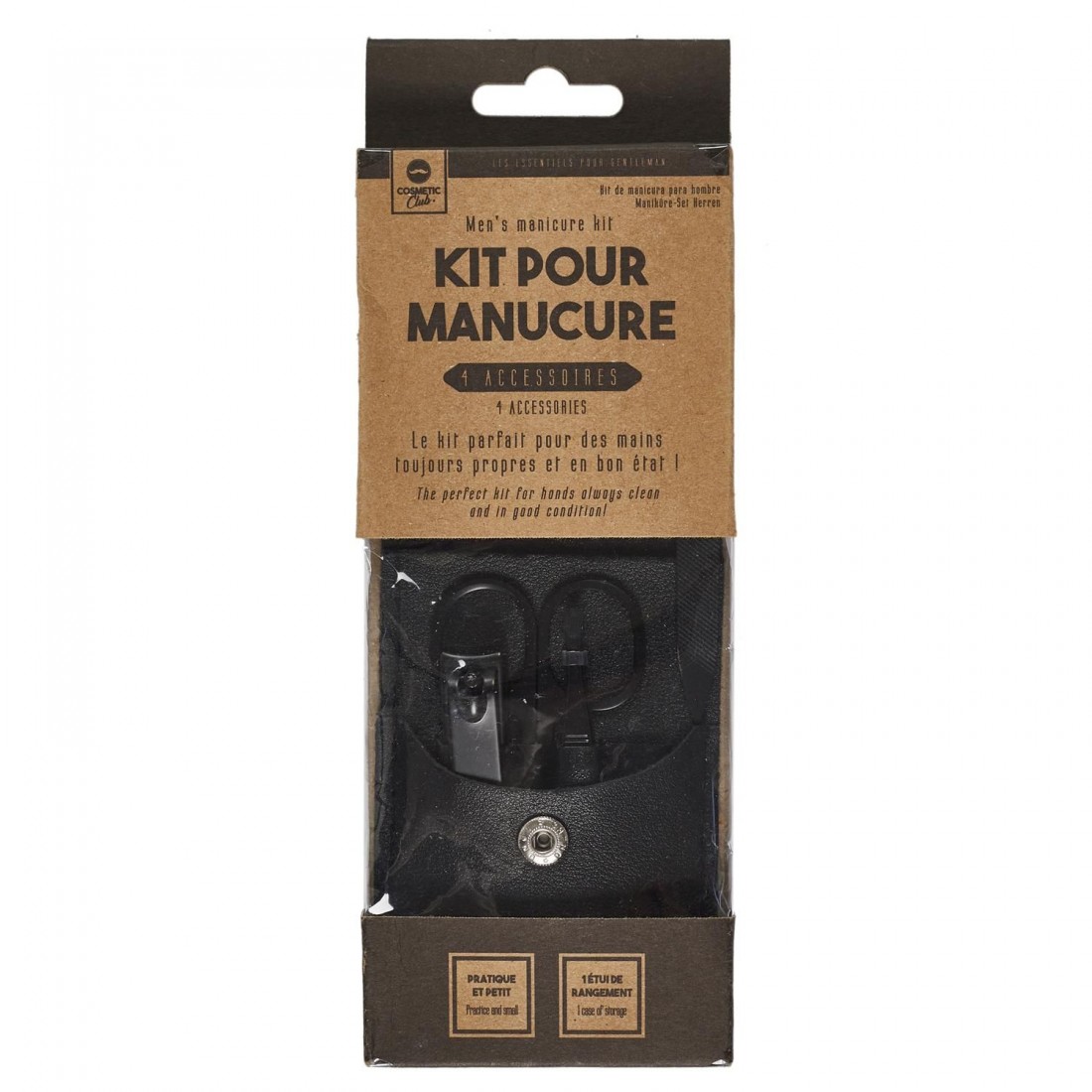 KIT MANUCURE HOMME 4 ACCESSOIRES dans pochette