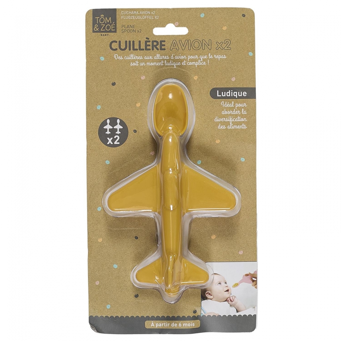 Lot de 2 cuilleres avion en plastique pour bébé