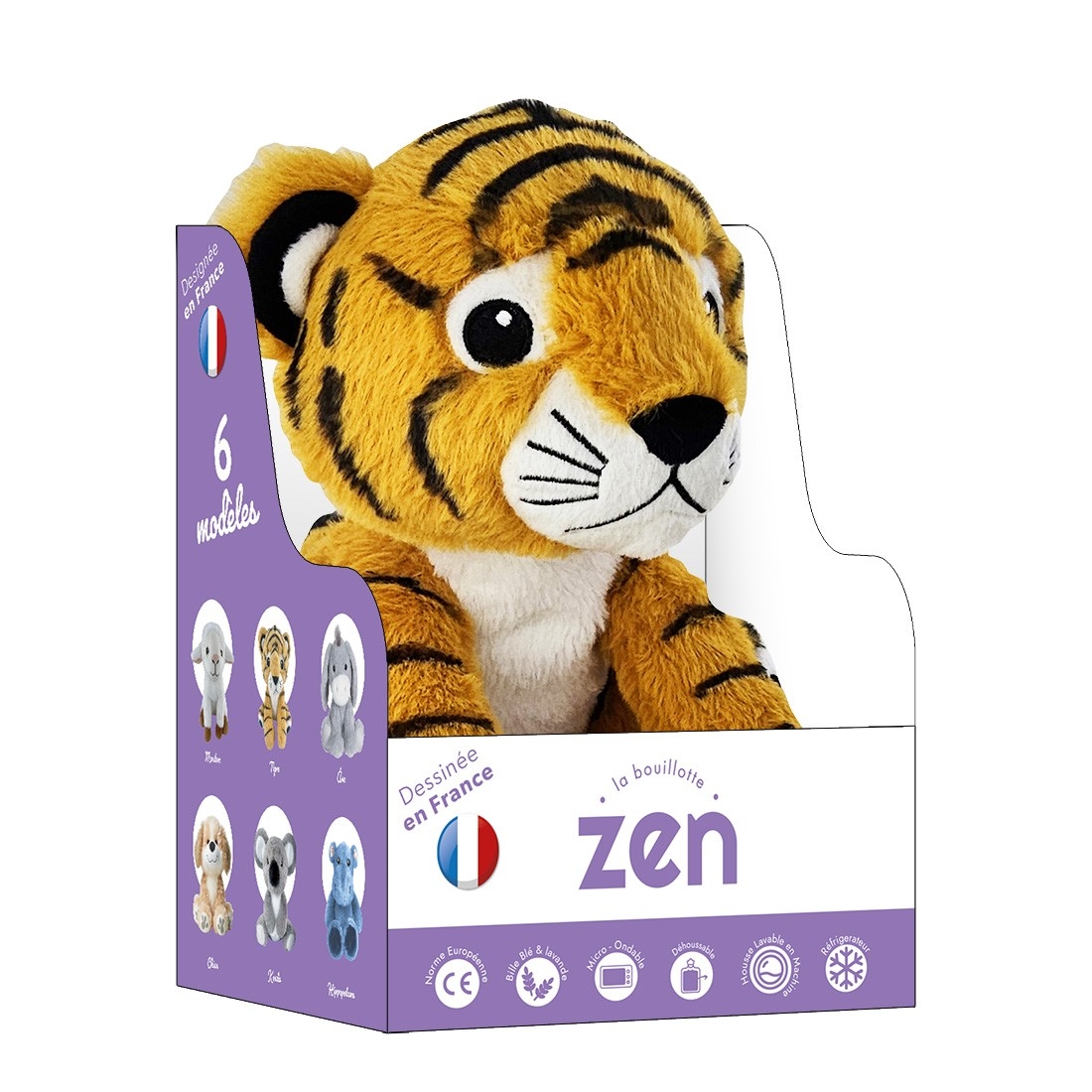 Bouillotte peluche dehoussable 25cm + sachet lavande - TIGRE