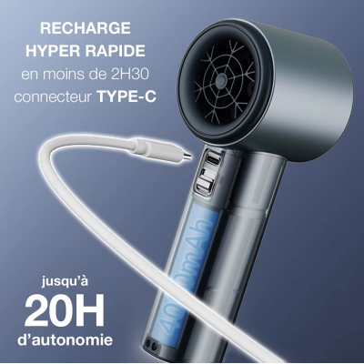 Ventilateur Turbo Fan Batterie 4000 mah couleur Blanc