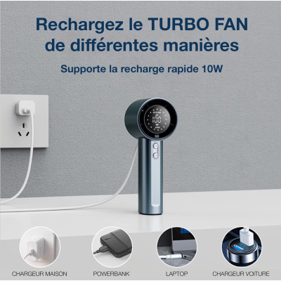 Ventilateur Turbo Fan Batterie 4000 mah couleur Blanc