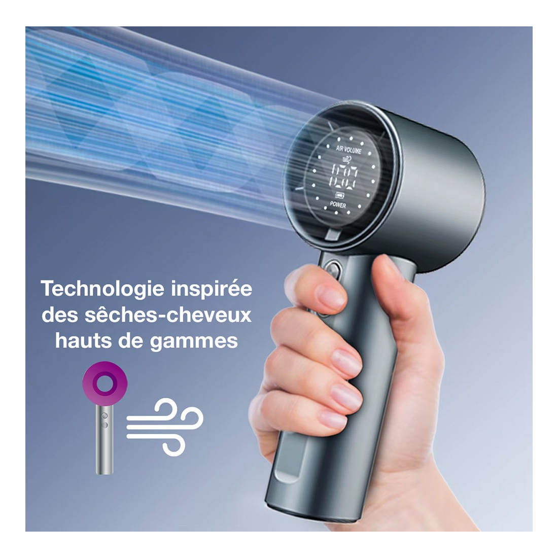 Ventilateur Turbo Fan Batterie 4000 mah couleur Bleu Foncé