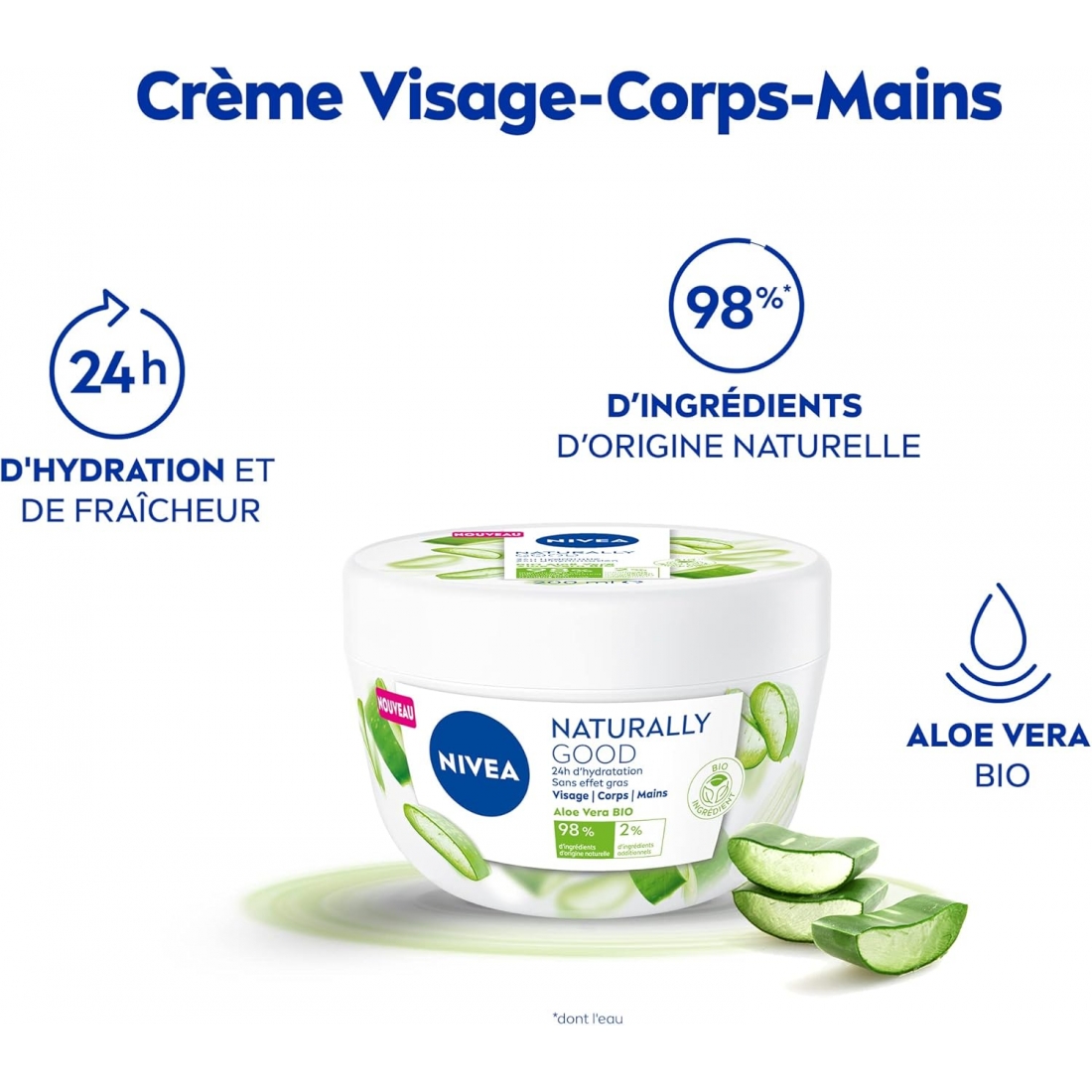 Creme de corps Nivea a L'aloe Vera pot Blanc 200 ml 