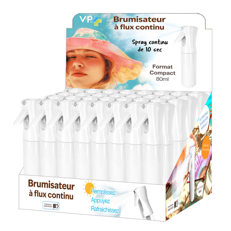 Presentoir de 40 brumisateurs manuel blanc 80ml