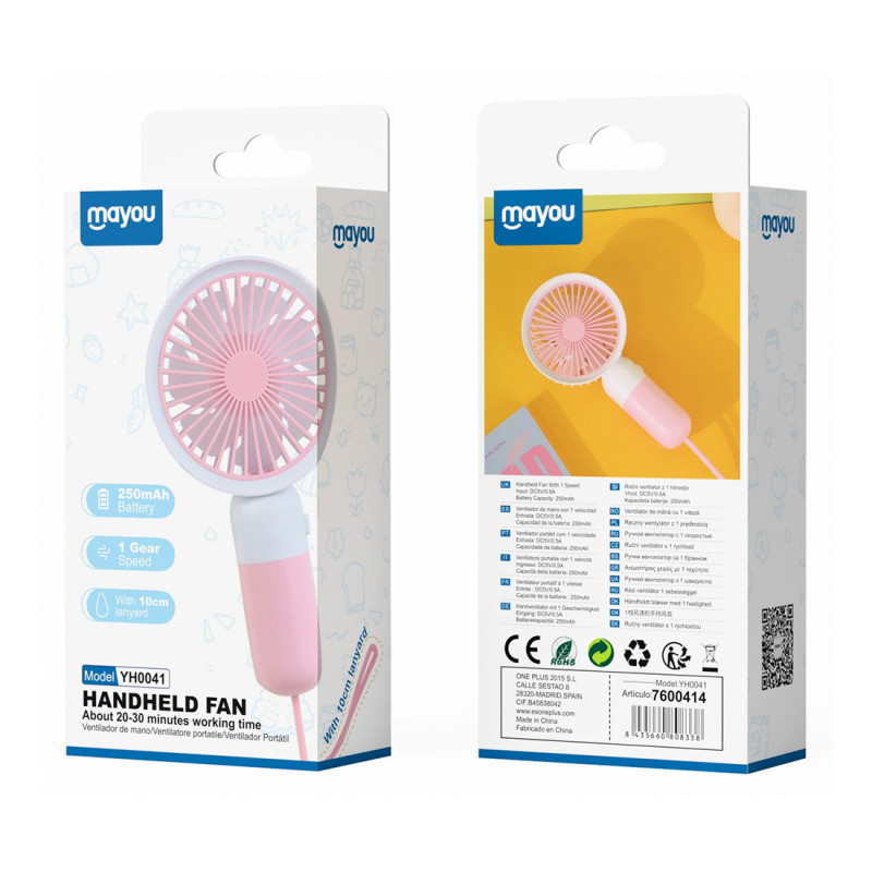 Mini ventilateur compact 250mAh YH0041 - rose