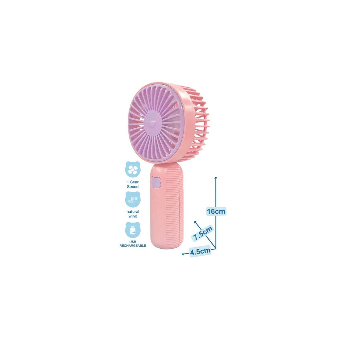 Mini ventilateur rechargeable 400mah YH0060 - Rose