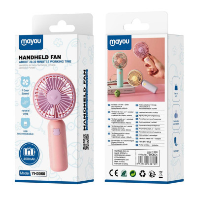 Mini ventilateur rechargeable 400mah YH0060 - Rose