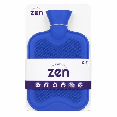 Bouillotte traditionnel en caoutchouc naturel 2L - bleu fonçé