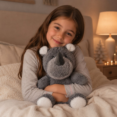 Bouillotte peluche dehoussable 25cm + sachet - RHINOCEROS