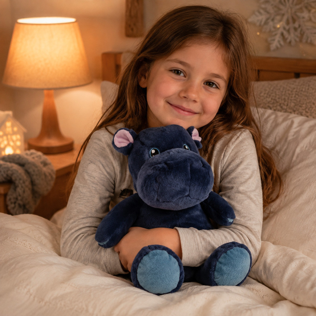 Bouillotte peluche dehoussable 25cm + sachet lavande - HIPPOPOTAME