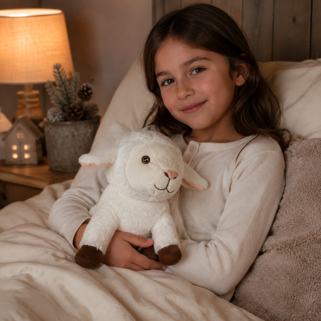 Bouillotte peluche dehoussable 25cm + sachet lavande - MOUTON