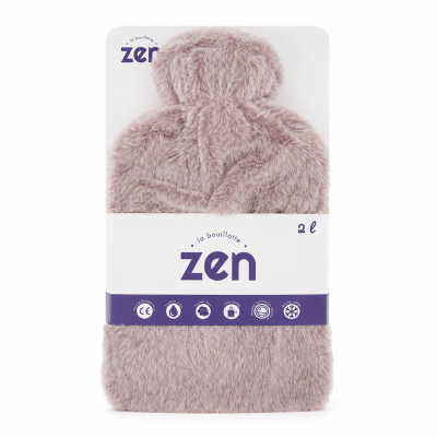 Bouillotte caoutchouc naturel 2L + revetement fourrure - rose