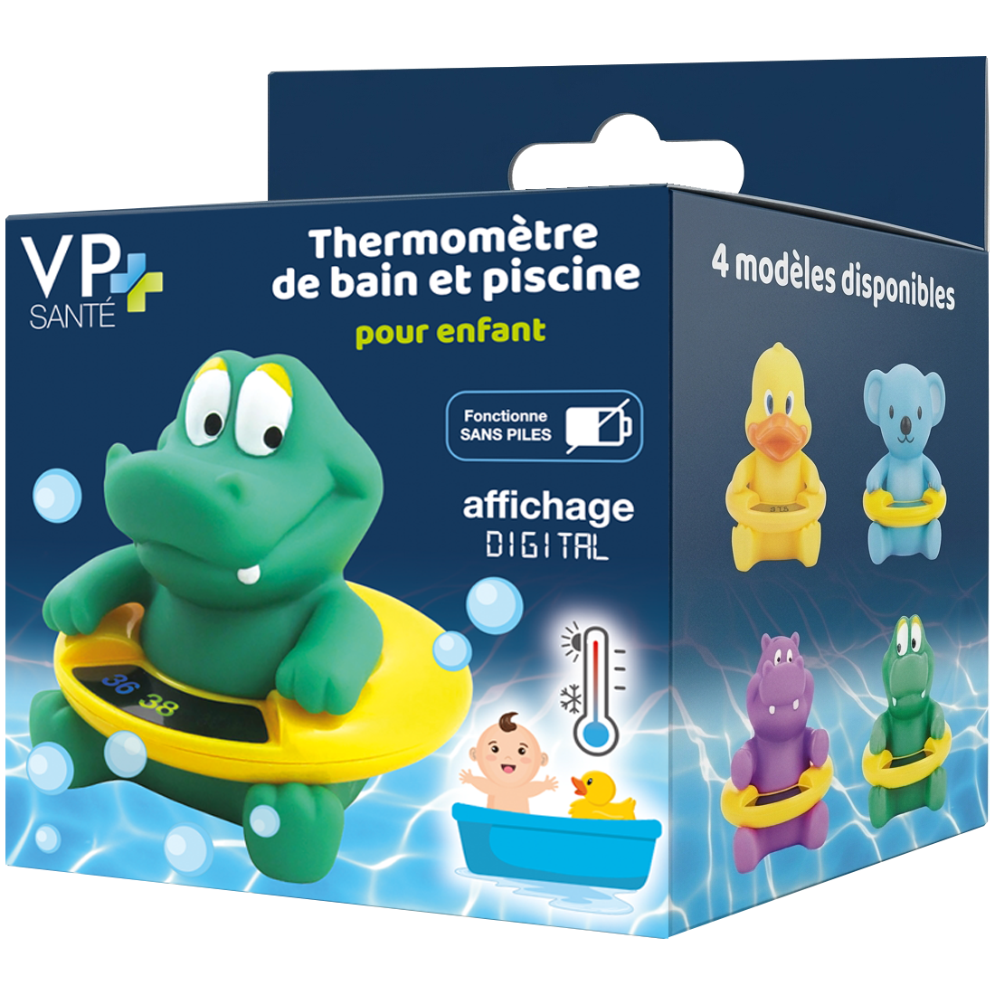 Thermomètre de bain sans pile thermosensible - Crocodile