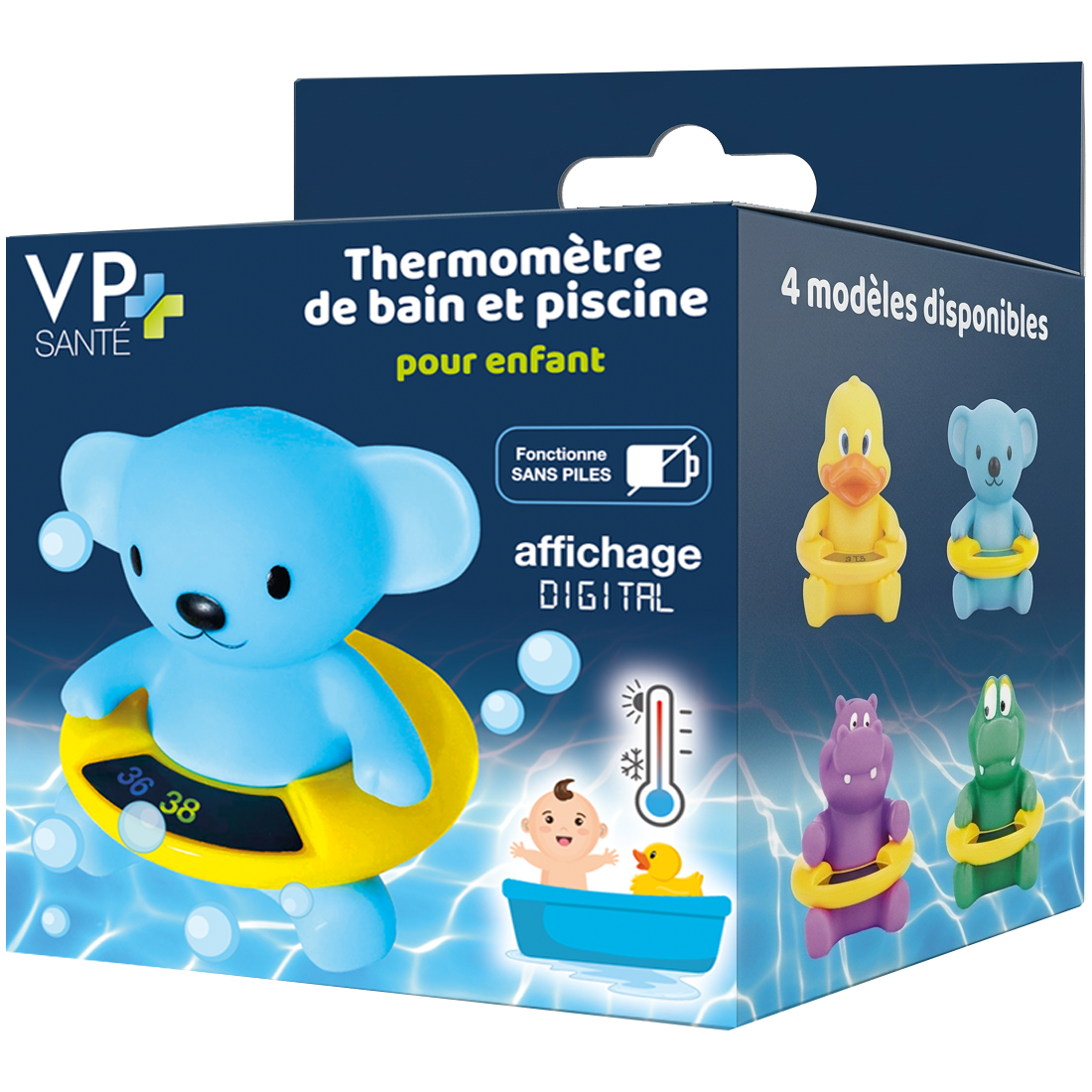 Thermomètre de bain sans pile thermosensible - Koala Bleu