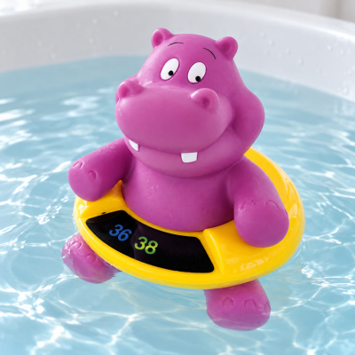 Thermomètre de bain sans pile thermosensible - Hippopotame