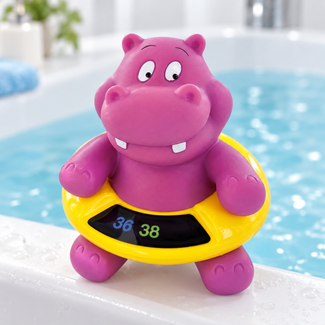 Thermomètre de bain sans pile thermosensible - Hippopotame