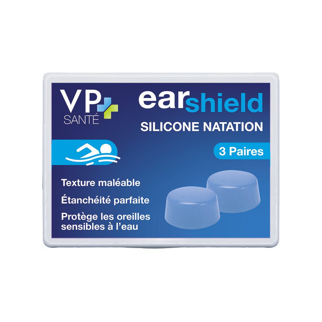 Earshield VP Santé — Bouchons d’oreilles en silicone pour la natation — 3 paires