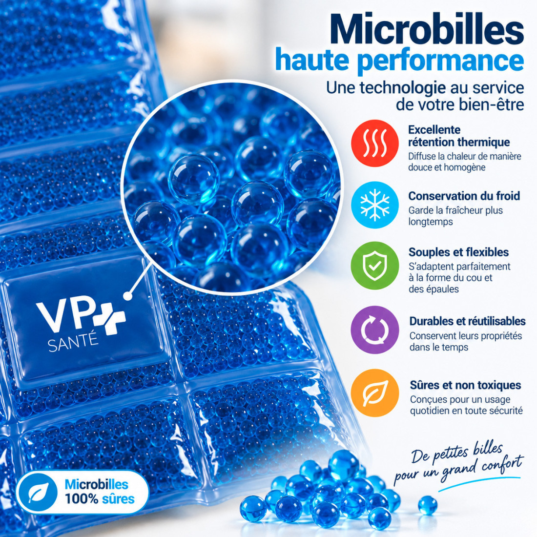 Coussin thermique Gel microbille 17X45cm Dos & ventre