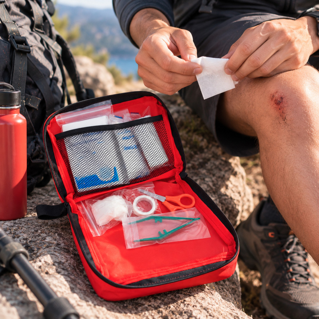 Trousse de 1er secours 20 articles couleur Rouge
