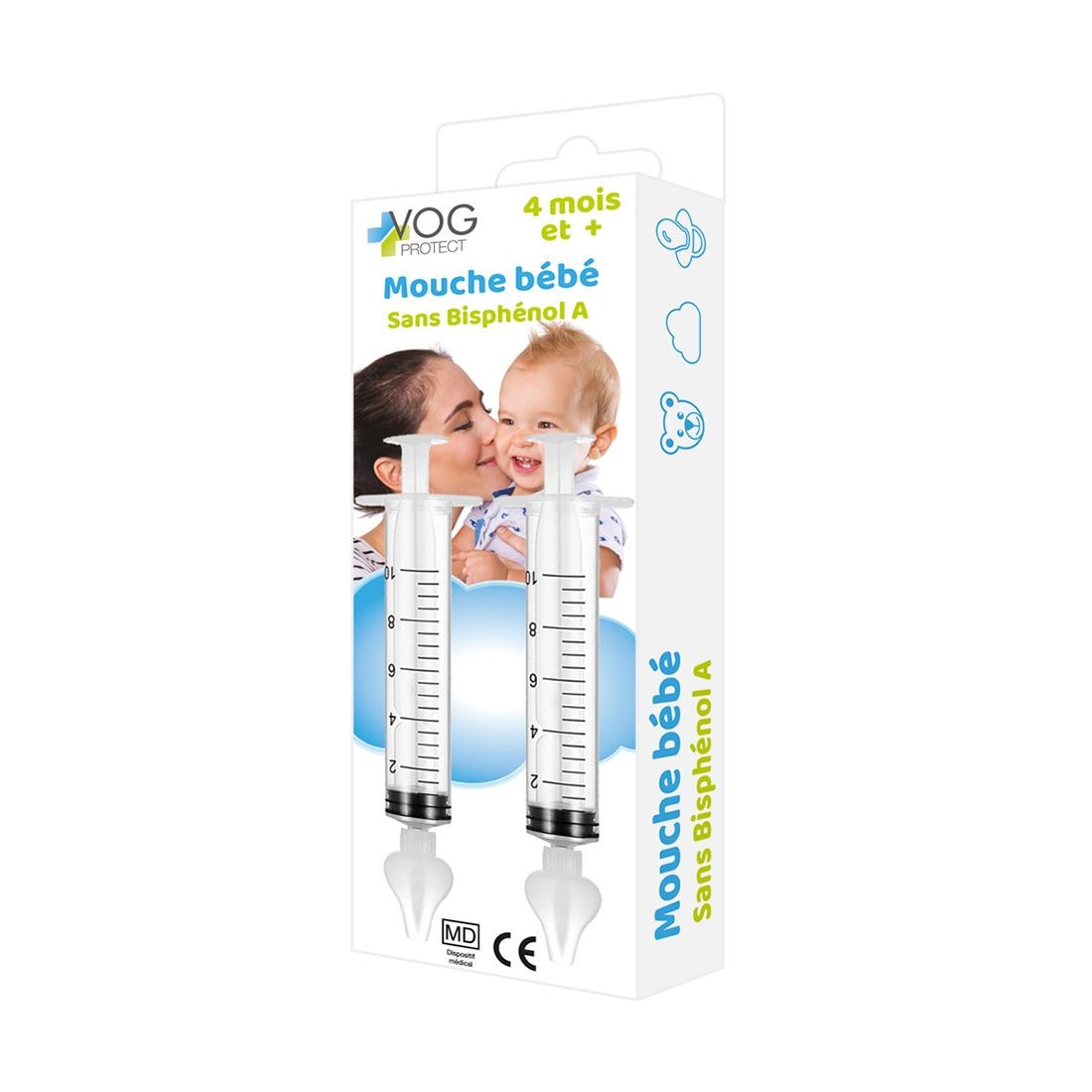 pack de 2 mouches bebes seringue nasale bebe 10 ml