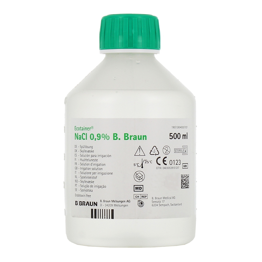 serum physiologique marque braun flacon plastique de 500ml