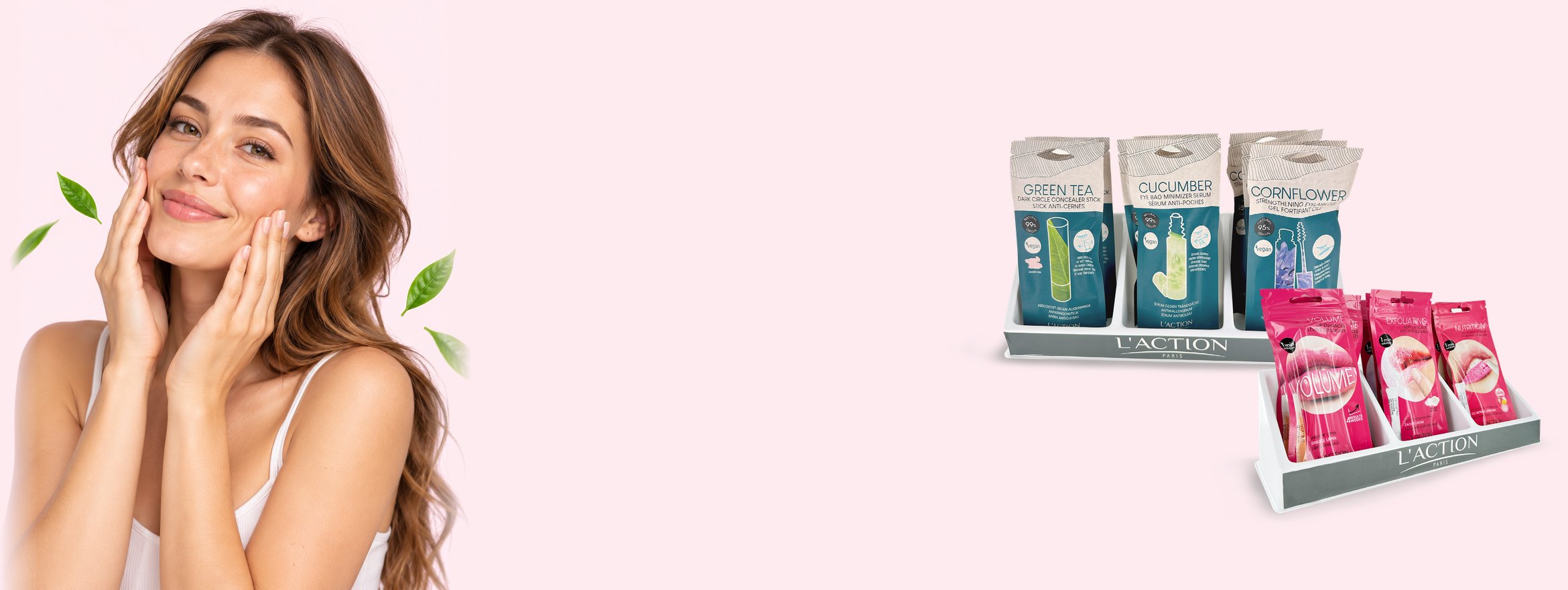 Gamme cosmétique L'Action Paris – présentoirs offerts